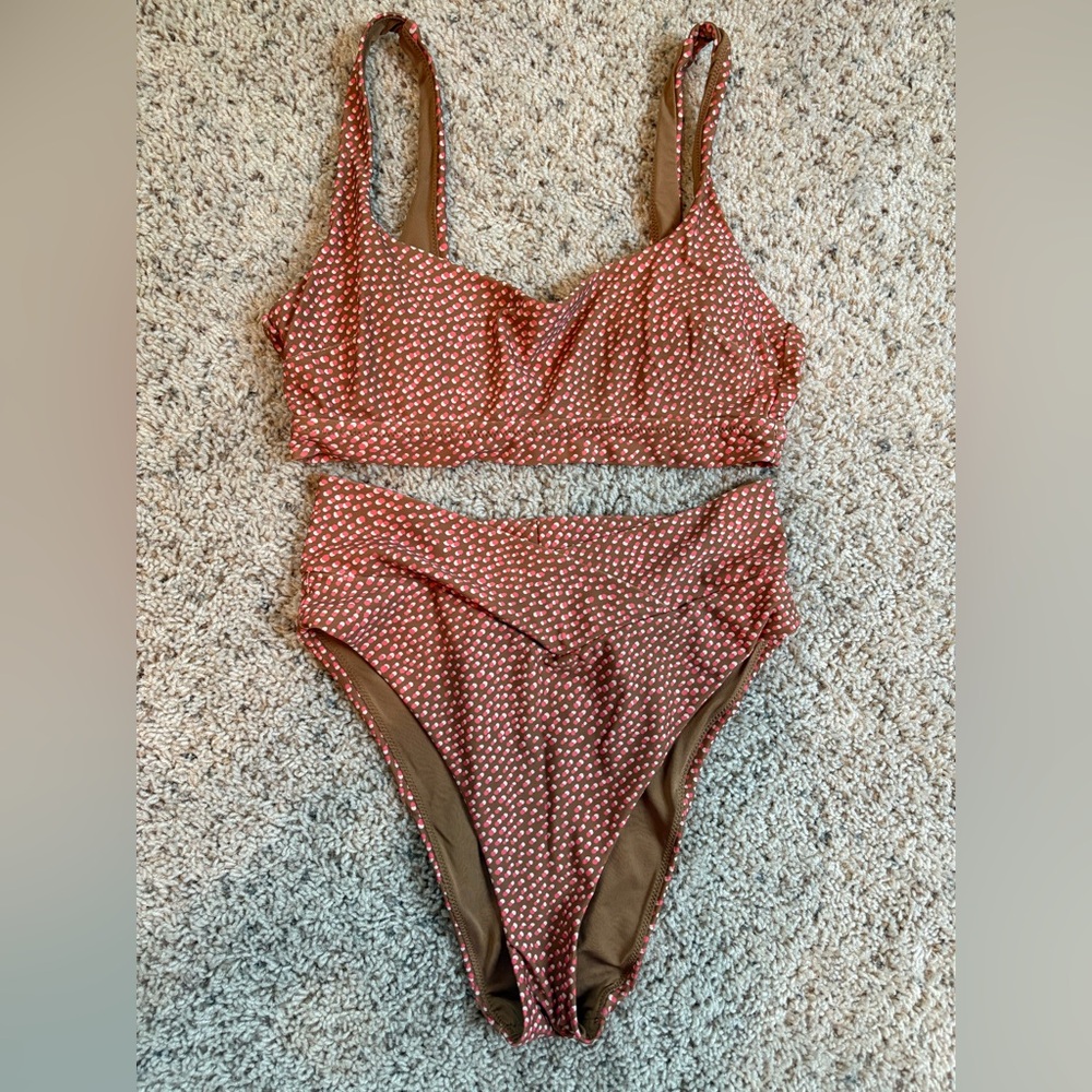 Aerie Brown Polka Dot Bikini Set